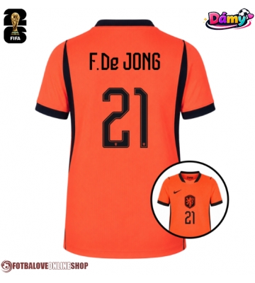 Nizozemsko Frenkie de Jong #21 Domácí Dres pro Dámy MS 2026 Krátkým Rukávem